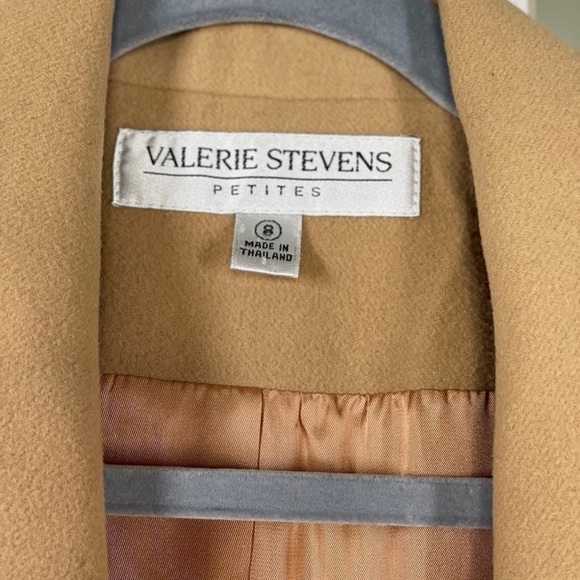 Valerie Stevens Camel Tan Suit Jacket Blazer Single Button Petite Wool Cashmere - Picture 3 of 7